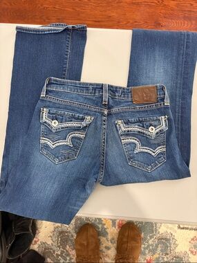 Big Star Boot Cut Jeans in Blue with Embroidered Back Pockets